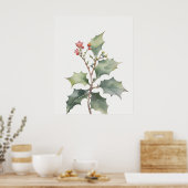 December Holly Geboorte Bloem Poster (Keuken)