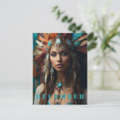 *~* DECEMBER Hoofdadres Boho Turquoise Zircon AP53 Briefkaart (Staand voorkant)