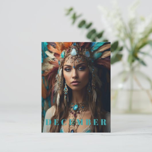 *~* DECEMBER Hoofdadres Boho Turquoise Zircon AP53 Briefkaart (Staand voorkant)