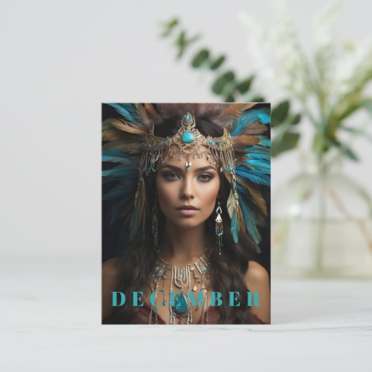 *~* DECEMBER Hoofdadres Turquoise Zircon AP53 Briefkaart (Staand voorkant)