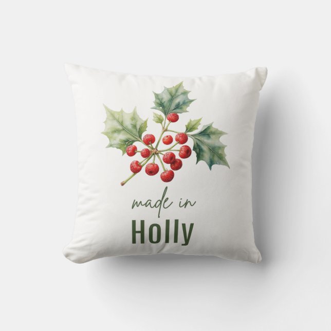 December Hulst Geboortebloem Platte Bedankt  Kussen (Voorkant)