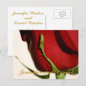 December Huwelijk Rode Roos Aankondigingskaart Uitnodiging Briefkaart (Voorkant / Achterkant)