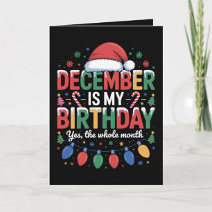 December Is Mijn Verjaardag Kerstmis Kerstman Hoed Kaart