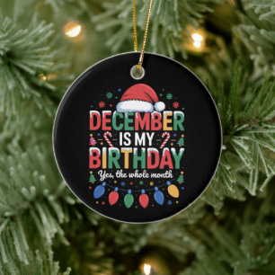 December Is Mijn Verjaardag Kerstmis Kerstman Hoed Keramisch Ornament