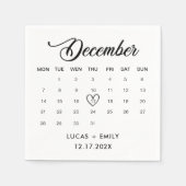 December Kalender Donker Zwart Bruiloft Servet (Voorkant)