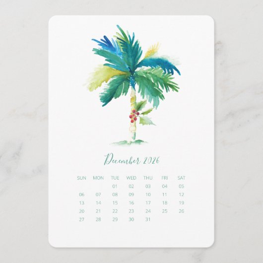 December - kalender-kaartpalm menu (Voorkant)