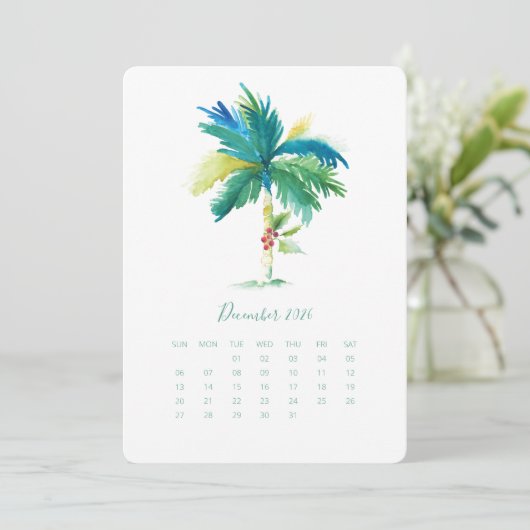 December - kalender-kaartpalm menu (Staand voorkant)