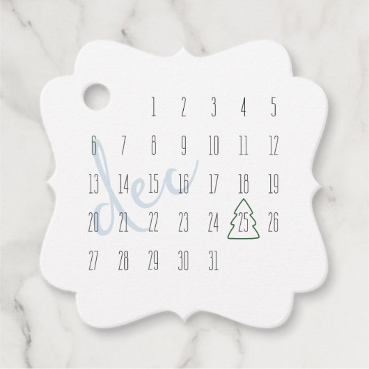 December Kalender Kerstcadeau Label (Voorkant)