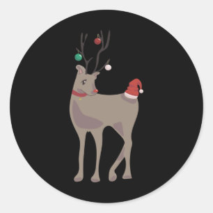 [december] Kerst Rendier (12 Maand Kalender C Ronde Sticker