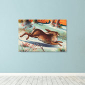 December Konijn Ingepakt Canvas Print (Insitu (Houten vloer))