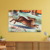 December Konijn Ingepakt Canvas Print (Insitu (Woonkamer))