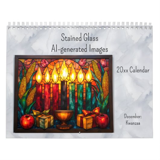 December Kwanzaa Theme Stained Glass AI-generated Kalender (Hoes)