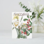 December Maand Bloemen Narcissus Holly Fancy Briefkaart (Staand voorkant)
