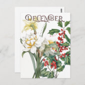 December Maand Bloemen Narcissus Holly Fancy Briefkaart (Voorkant / Achterkant)