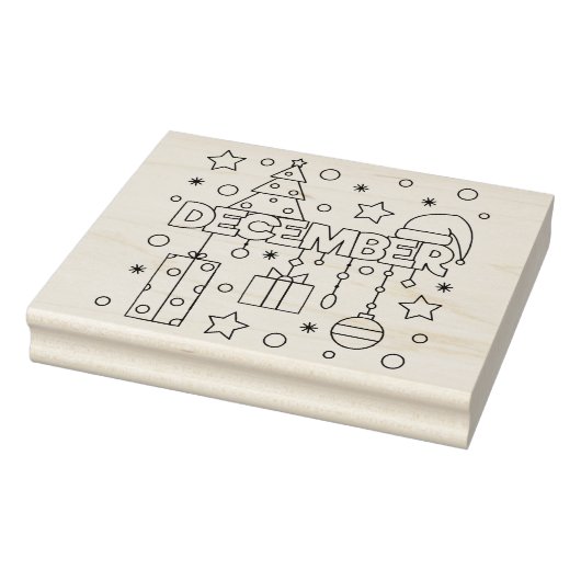 December Maand Kerstseizoen Kleurplaat Rubberstempel (Stempel)