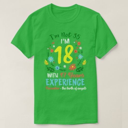 December Meisjes Bloemen T-shirt 35 Jaar Oud IM ni (Design voorkant)