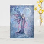 December Moon Fairy Art Blank Wenskaart Kaart (Gele Bloem)