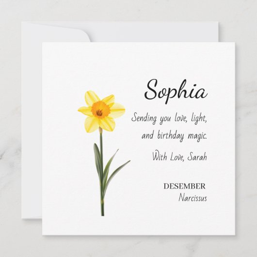 December Narcissus Personalized Birthday Kaart (Voorkant)