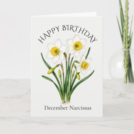 December Narcissus Verjaardag Kaart (Voorkant)