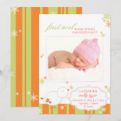 December - nieuwe baby-meisje Foto geboorteaankond Feestdagenkaart (Voorkant / Achterkant)