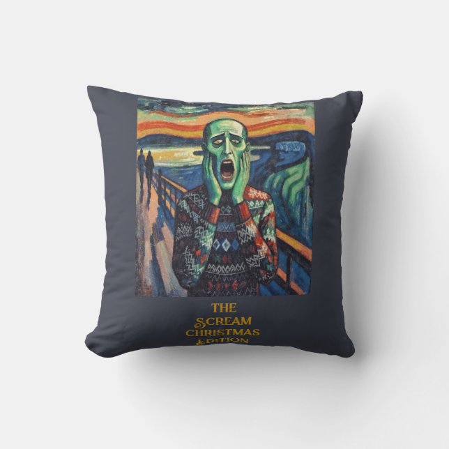 December Nood - Edvard Munch Kersttrui Kussen (Voorkant)