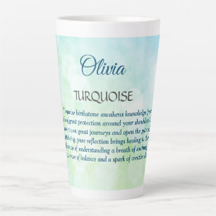December - ontwerp van Birthstone Turquoise Latte Mok