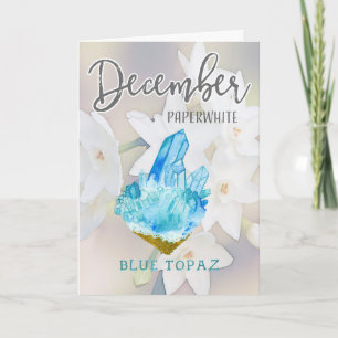 December Paperwhite en Blue Topaz Verjaardag Kaart