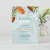 December Pine Cones Holiday Party Kaart (Staand voorkant)