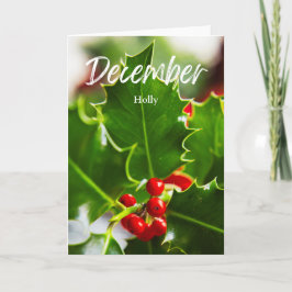 December Red Holly Geboortemaand Bloem Verjaardag Kaart