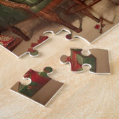 December Retro Kerstmis Blondine Pin-Up Meisje Legpuzzel (Zijkant)
