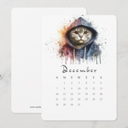 December Stand-alone Kalender Kitty Cat Splash Art Menu (Voorkant / Achterkant)