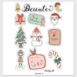December stickerblad - Sneeuwman & Kerstvreugde Sticker
