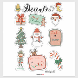 December stickerblad - Sneeuwman & Kerstvreugde Sticker