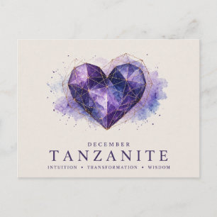 December Tanzaniet Hart Geboortesteen Briefkaart