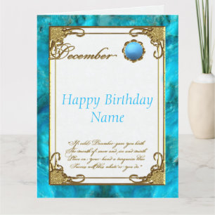 December - Turquoise Birthstone 8,5x11 Birthday Kaart