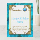 December Turquoise Birthstone 8.5x11 Verjaardag Kaart (Voorkant)