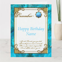 December Turquoise Birthstone 8.5x11 Verjaardag Kaart