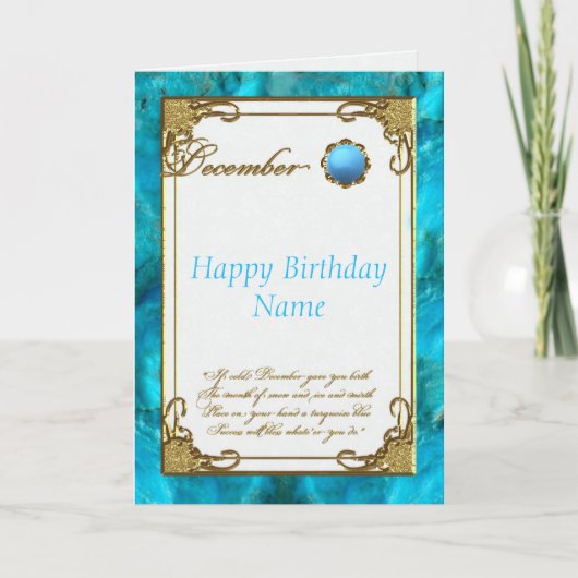 December Turquoise Birthstone Birthday Card Kaart (Voorkant)