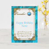 December Turquoise Birthstone Birthday Card Kaart (Gele Bloem)