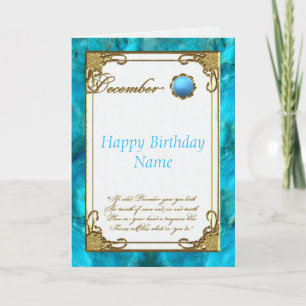 December Turquoise Birthstone Birthday Card Kaart