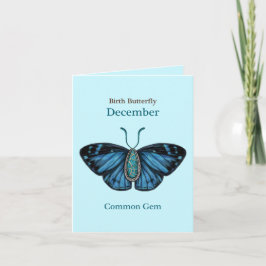 December Turquoise Common Gem Butterfly Art Kaart