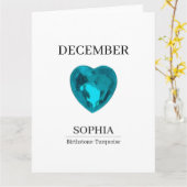 December Turquoise Personalized Birthday Card Kaart (Gele Bloem)