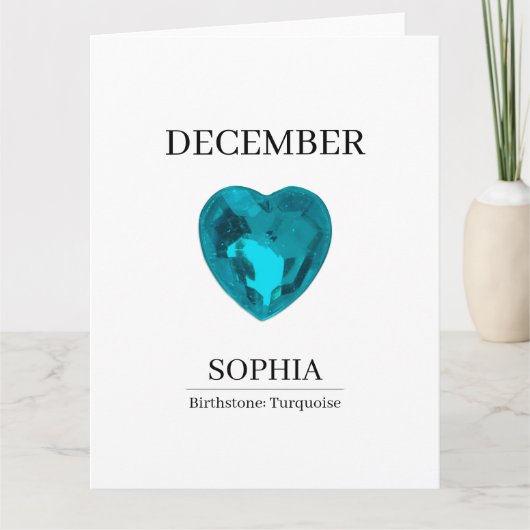 December Turquoise Personalized Birthday Card Kaart (Voorkant)