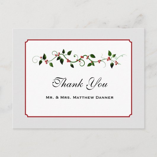 December Vakantie bruiloft Dank u Briefkaart (Voorkant)