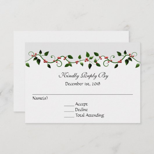 December Vakantie Trouwen RSVP Reactie Kaart (Voorkant / Achterkant)
