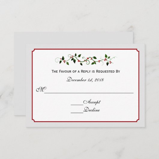 December Vakantie Trouwreactie RSVP (Voorkant / Achterkant)