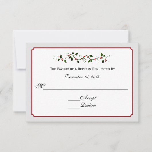 December Vakantie Trouwreactie RSVP Kaartje (Voorkant)