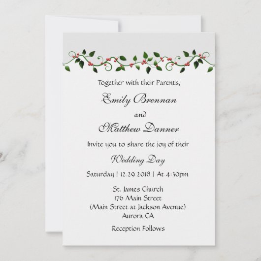 December Vakantie Winter Huwelijk Casual Uitnodigi Kaart (Voorkant)