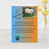 December Verjaardag Kaart - Narcissus en Turquoise (Gele Bloem)
