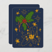 December Verjaardagmaand Kaart (Holly) (Voorkant / Achterkant)